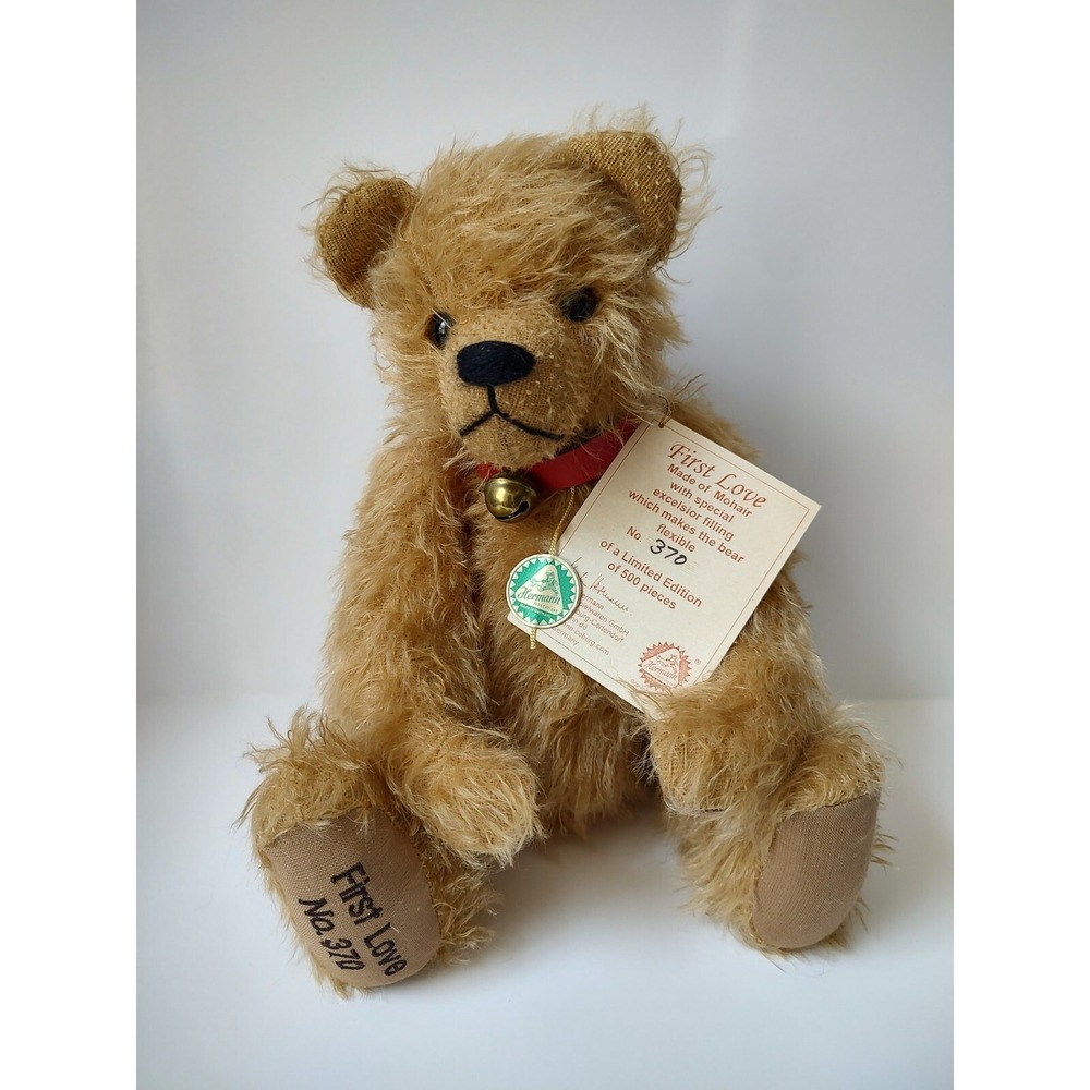 Hermann Teddy‎ Bear Germany Mohair First Love 370/500 w/ tag flexible 13"